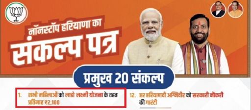 In the BJP's resolution letter, the first resolution was to give 2100 rupees to women.