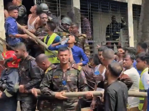 Bangladeshi Army is posted at the school campus after the accident. The army is also engaged in relief and rescue operations.