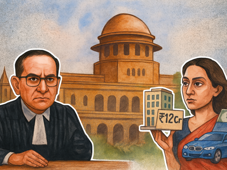 सुप्रीम कोर्ट ने एलिमनी मामले में अपना आदेश सुरक्षित रख लिया है। तस्वीर AI से बनाई गई है। - Dainik Bhaskar