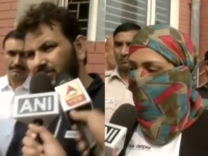 गिरफ्तारी के दौरान ली गई मंजीत और एंजेल की तस्वीर।