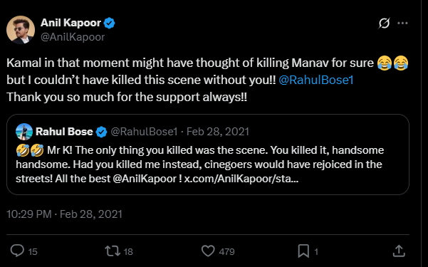 अनिल कपूर ने एक्स पर इस सीन का जिक्र किया था।