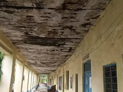 ये फोटो ऋषभदेव के राजकीय उच्च माध्यमिक पंड्यावाड़ा स्कूल की है। यहां भी रविवार को प्लास्टर गिरा था।