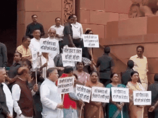 On Monday, NDA MPs demonstrated against Maulana in the Parliament complex.