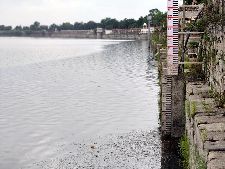 राजसमंद झील का जलस्तर 17 फीट के पार पहुंचा।