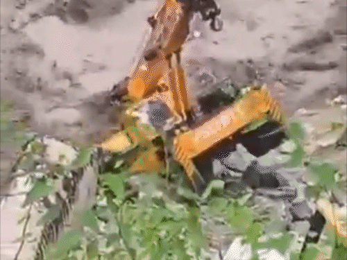 Dumper in construction work was swept away by Malana drain
