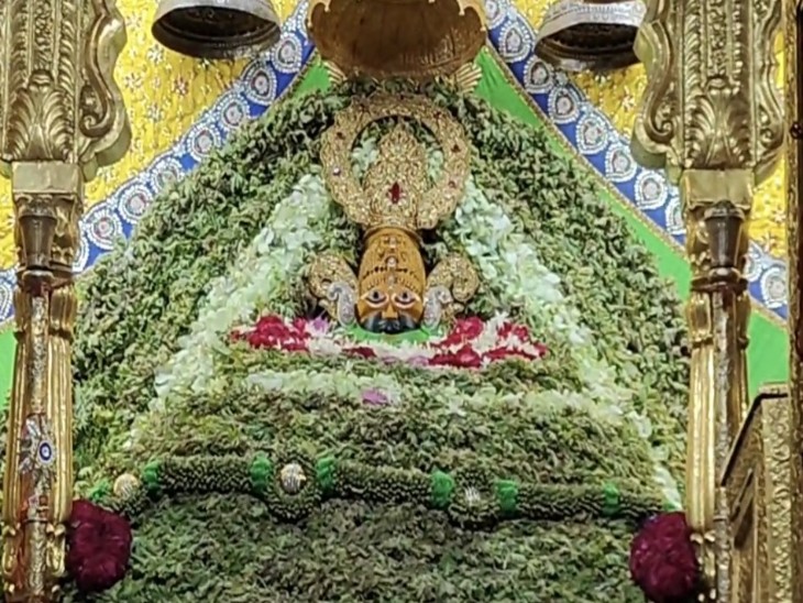 आज थाईलैंड की हरी पत्तियों से बाबा श्याम का भव्य श्रृंगार किया गया है।