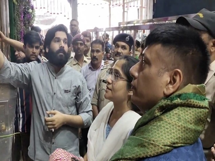 अपनी पत्नी शुचि त्यागी के साथ दर्शन करते हुए आईजी राहुल प्रकाश।
