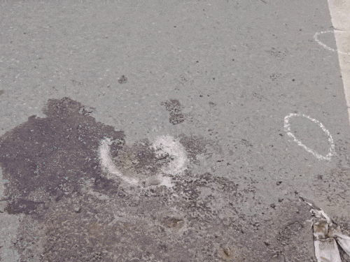 The marks of getting shells made by the police at the site of Rohit murder in Gurugram.