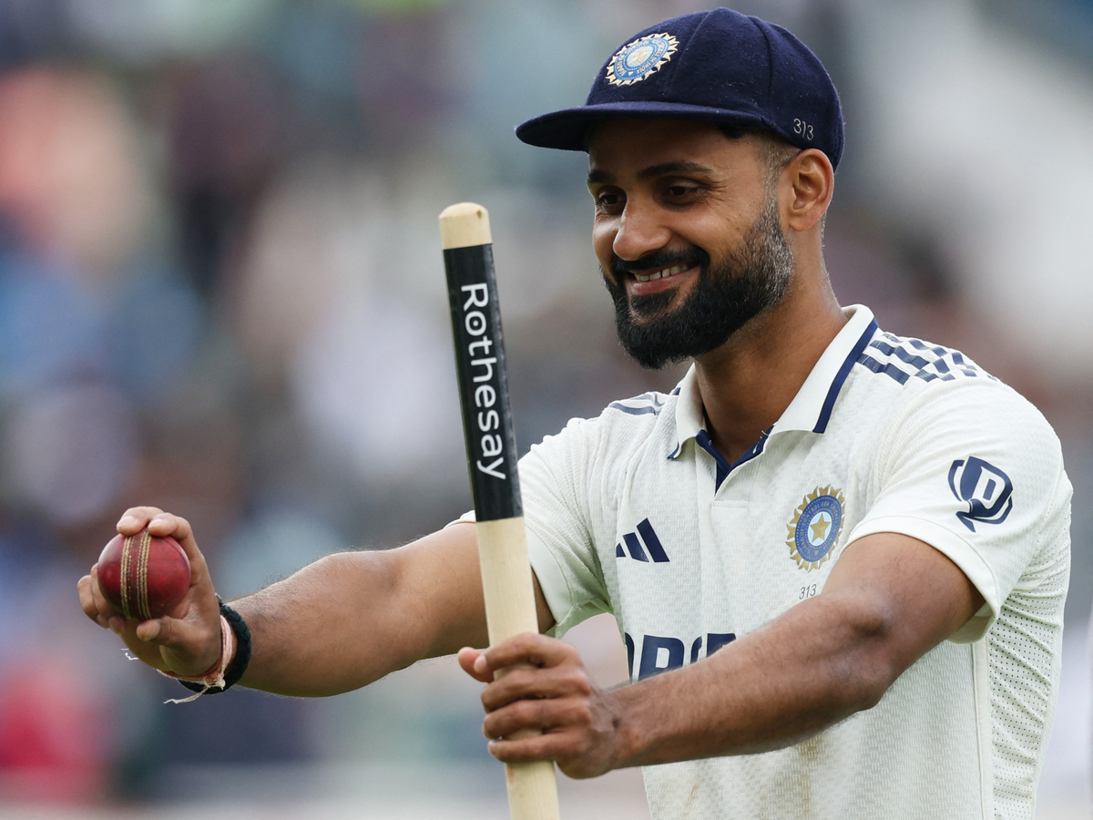 Akash Deep celebrating 10 wickets in England.