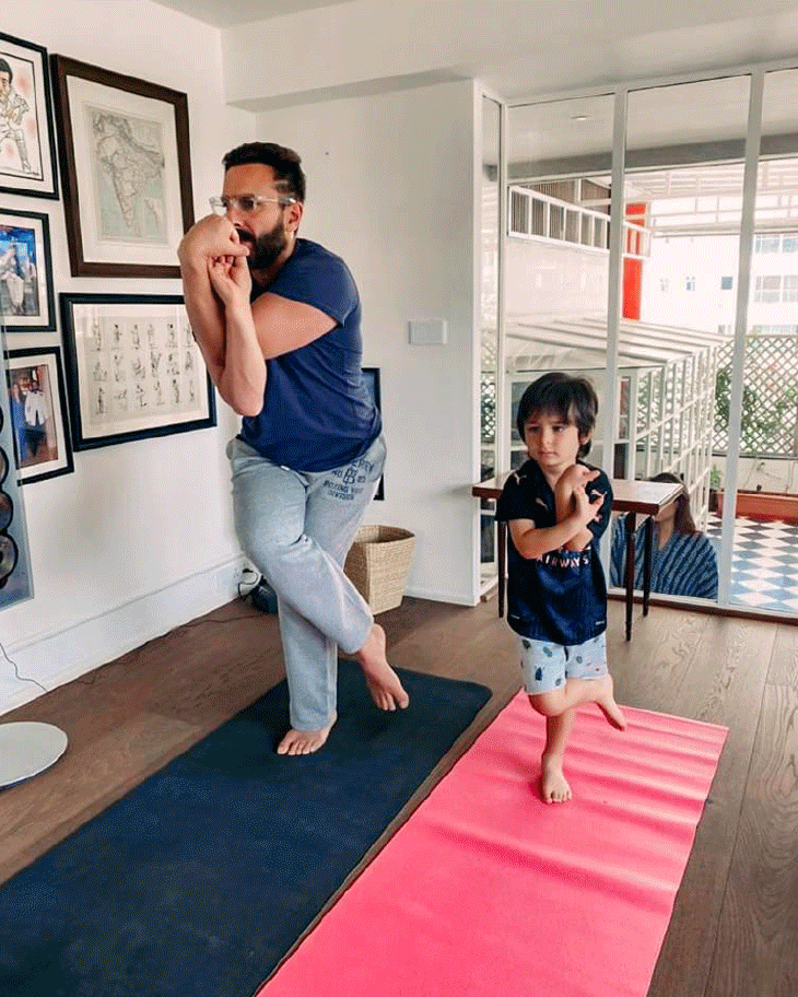 Saif and Kareena doing yoga. File photo.