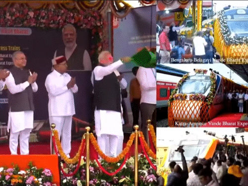 पीएम मोदी ने बेंगलुरु से बेलगावी, अमृतसर से श्री माता वैष्णो देवी कटरा और नागपुर (अजनी) से पुणे वंदेभारत को हरी झंडी दिखाई।
