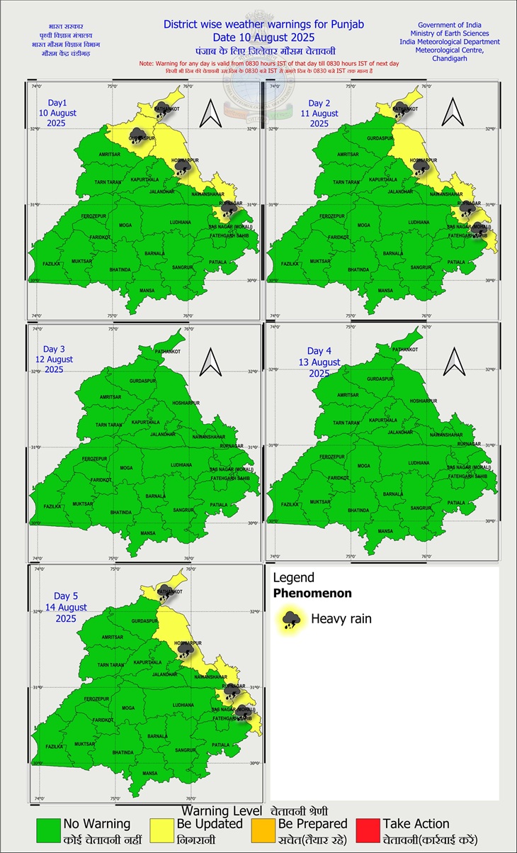 पंजाब में बारिश का पूर्वानुमान।