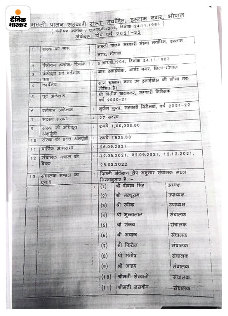मछली पालन सहकारी संस्था के नाम पर 'मछली परिवार' हर साल ठेका लेता रहा।
