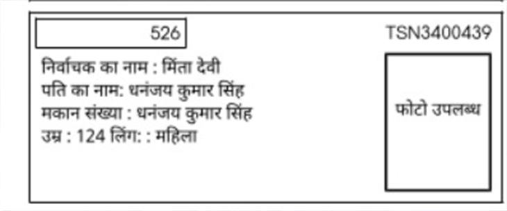 The husband's name is written instead of the house number in the voter slip of Minta Devi.