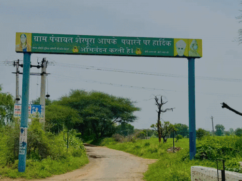 Paint on walls in village Sherpura and the main gate of the village.