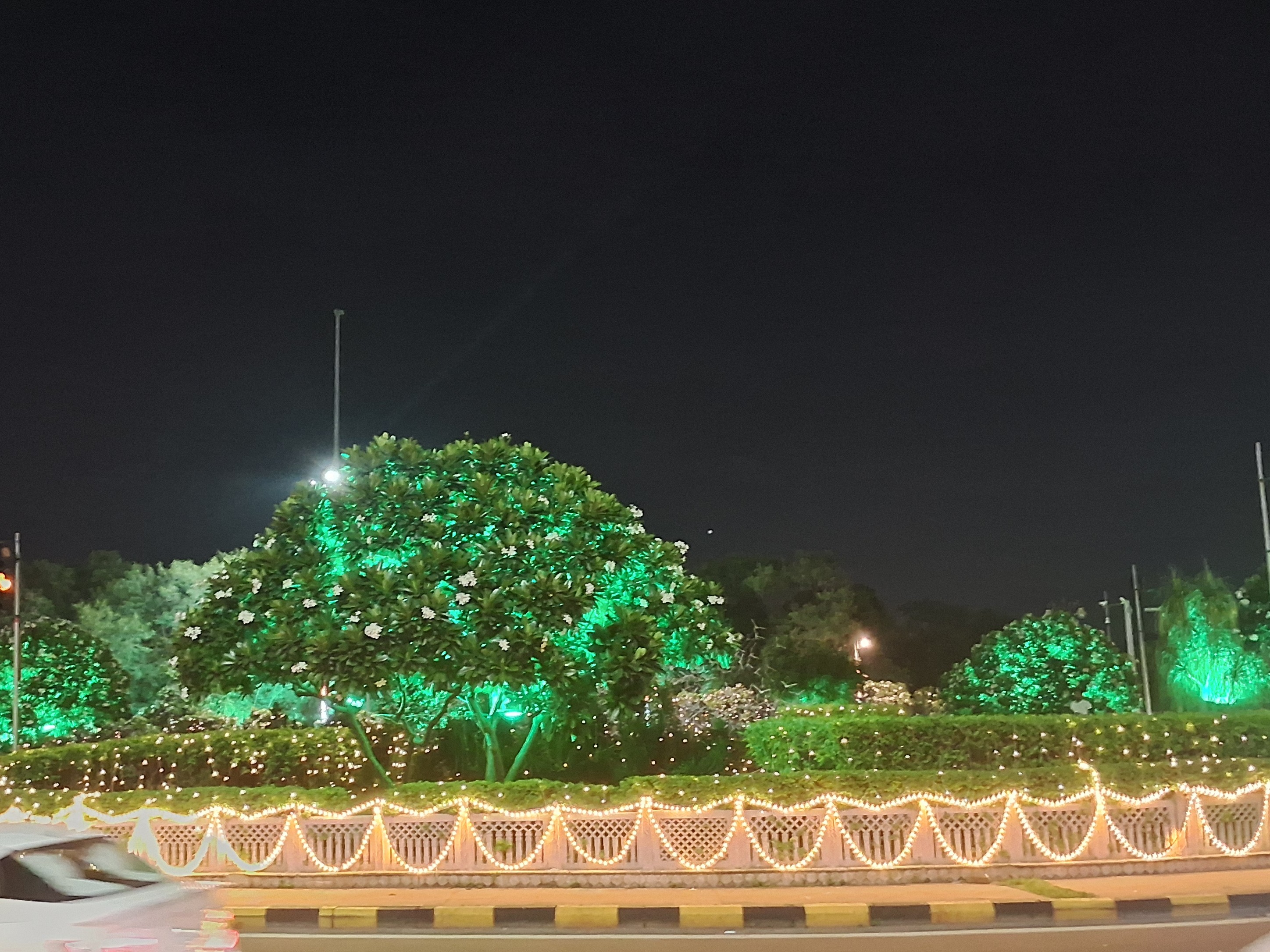 हाईकोर्ट सर्किल हरी रोशनी से जगमग नजर आया।