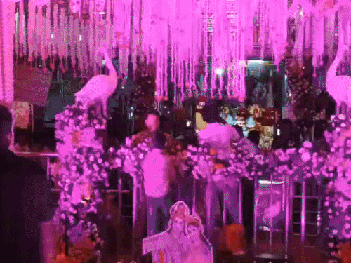 मंदिर के अंदर आर्टिफिशियल फूलों और लाइट्स से सुंदर सजावट की गई।