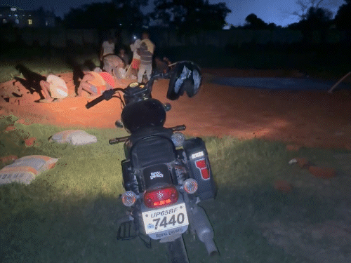 The helipad was built to remove Rahul Gandhi's helicopter in bullet lights late Saturday night.