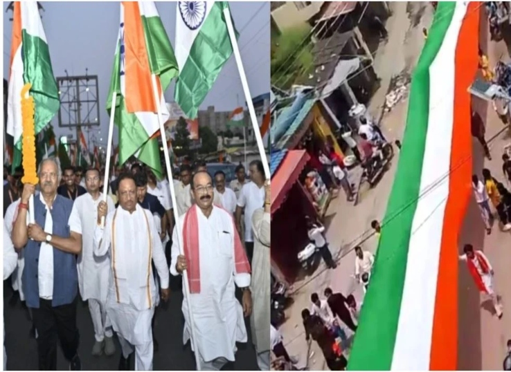 राजधानी रायपुर में आयोजित तिरंग यात्रा में सीएम, डिप्टी सीएम, सांसद और संगठन के पदाधिकारी भी शामिल हुए थे।