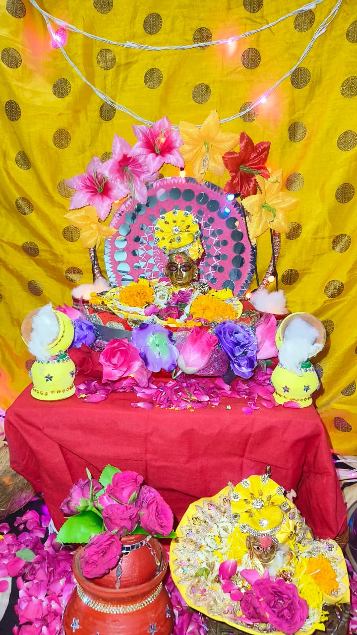 रायपुर के डीडी नगर में लोगों ने घरों में भी कृष्ण भगवान का श्रृंगार कर पूजा की।