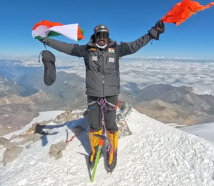 Narendra hoisted the tricolor on the top of Europe's highest Mount Elbrous on 15 August
