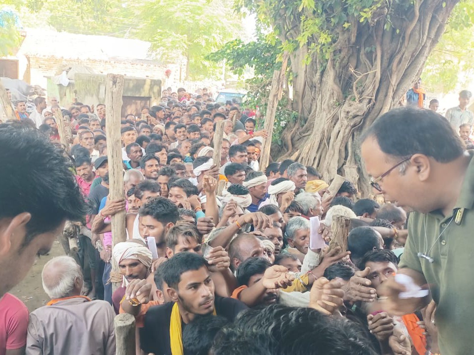 Urea distribution at Rasulpur cooperative society