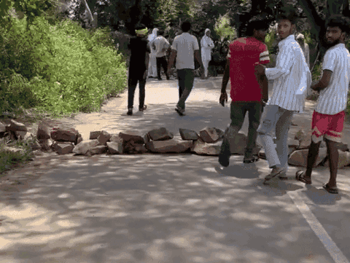 The villagers had laid stones on the road leading to the village.