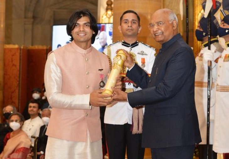 Neeraj Chopra was awarded the Padma Shri by the then President Ram Nath Kovind in 2022.