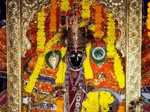 चारभुजाजी की श्रृंगारित प्रतिमा।