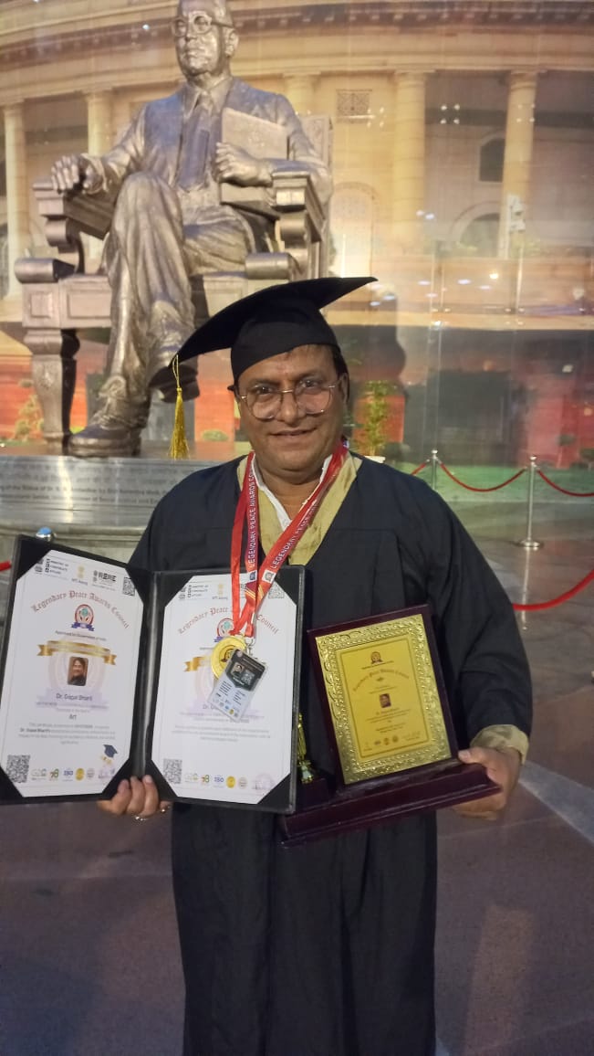 भारती को दिए गए प्रमाणपत्र में उनकी रचनात्मकता, उपलब्धियों, समाज पर सकारात्मक प्रभाव और कला में नवीन प्रयोगों को सराहा गया।