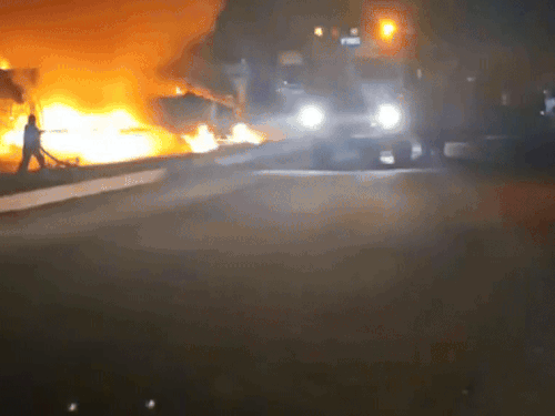 After the blast in the LPG tanker, the fire reached the village Mandiala. This stirred there.