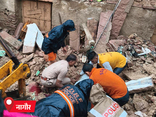 नागौर के बच्चाखाडा क्षेत्र में बारिश के कारण मकान ढहने से 2 लोगों की मौत हो गई।