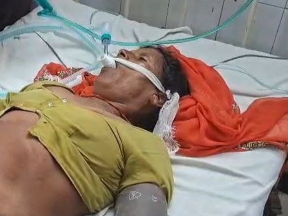 पाली के बांगड़ हॉस्पिटल से प्राथमिक उपचार के बाद सांप के काटने से घायल हुई वृद्धा को जोधपुर रेफर किया गया। - Dainik Bhaskar