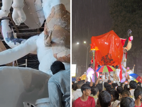 गुजरातमधील सर्वात मोठी पर्यावरणपूरक गणेशमूर्ती: मुंबईतील कारागिरांनी सुरतमध्ये 350 किलो टिश्यू पेपरपासून बनवली मुंबईतील १५ शिल्पकारांनी एका महिन्यात ही मूर्ती तयार केली आहे.