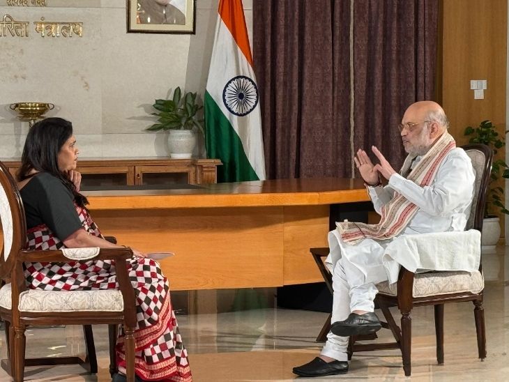 Home Minister Amit Shah answering ANI's Smita Prakash's questions. - Dainik Bhaskar