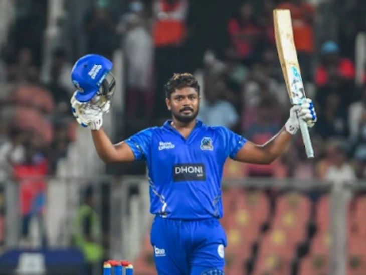 Sanju scored 121 runs in just 51 balls from Kochi Blue Tigers, including 14 fours and 7 sixes. - Dainik Bhaskar