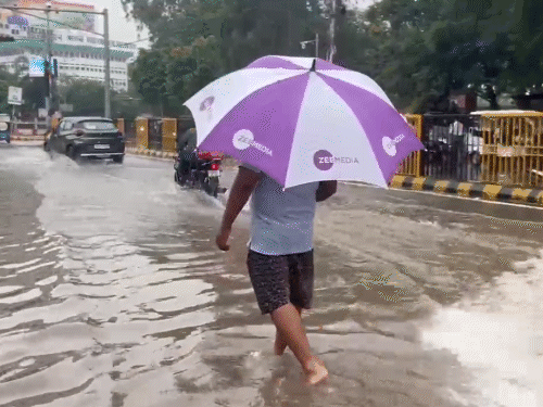 बिहार के पटना में सोमवार को गांधी मैदान इलाके में भी 2 फीट तक पानी भरा है।