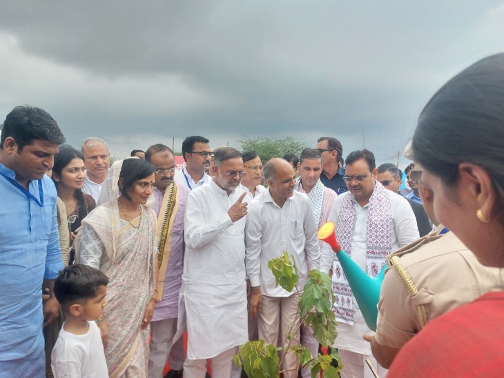 सीएम ने हरियालो राजस्थान अभियान के तहत सिंदूर का पौधा भी लगाया।