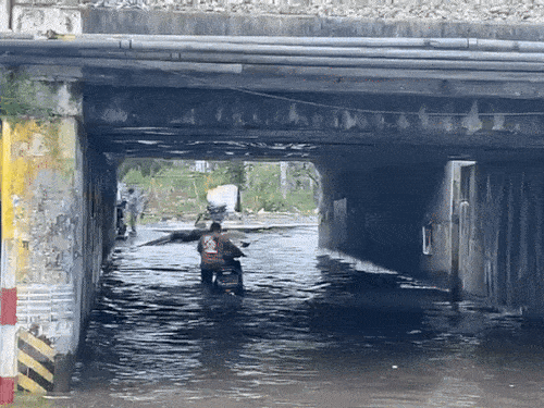 The underpass near Eco Chowk in Ambala is flooded.