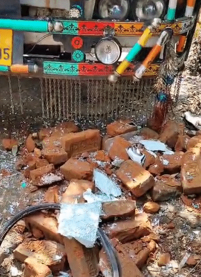 Both party workers clashed fiercely bricks.