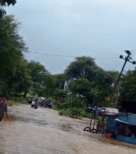 पुलिया के दोनों छोर पर लोगों की भीड़ है और वाहनों का लंबा जाम लगा है। स्थानीय प्रशासन ने फिलहाल पुलिया पार नहीं करने को अपील की है