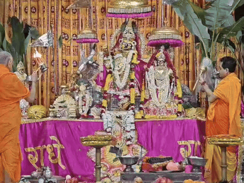 सुबह 9:30 बजे श्रृंगार झांकी के दर्शन हुए, जिसमें श्रृंगार आरती के बाद भानु उत्सव और बधाई उछाल का आयोजन किया गया