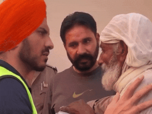 Assuring the elderly of all possible help.