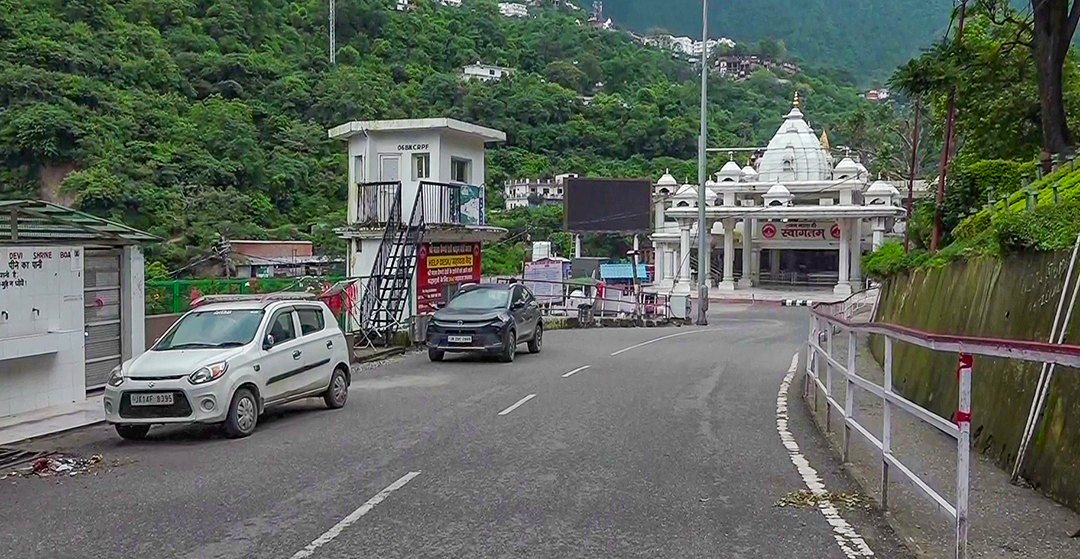 There is silence on the streets of Katra, the picture is of the entrance of the Vaishno Devi temple.