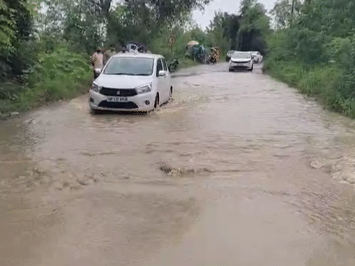 पंजाब के रूपनगर जिले में भाखड़ा नहर 12 जगहों से टूट गई। तेज धार में नहर का पानी सड़क के आर-पार बह रहा है।