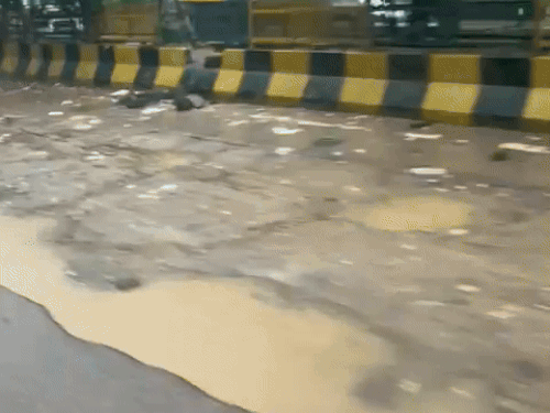 नकोदर चौक से लेकर वर्कशॉप चौक तक आधी सड़क दलदल बनी हुई है।