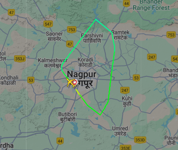 फ्लाइट रडार 24 ने विमान के रूट को जारी किया।
