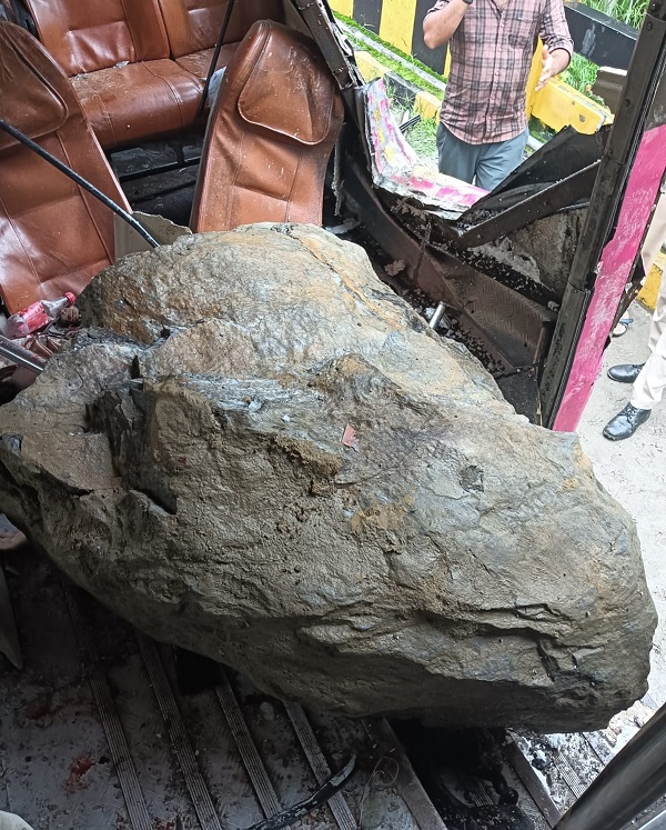 Rock inside the bus in Bithil of Rampur