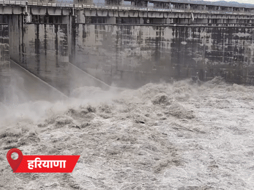 हथिनीकुंड बैराज पर बह रहा पानी, पंजाब में ट्रैक्टर पर सवार दूल्हा और शिमला में बस पर गिरी चट्टान। - Dainik Bhaskar