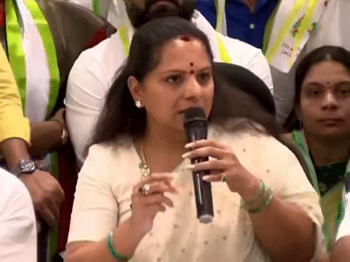 BRS (Bharat Rashtra Samithi) leader K.K. Kavita held a press conference on Wednesday, during which she announced the resignation from the party. - Dainik Bhaskar